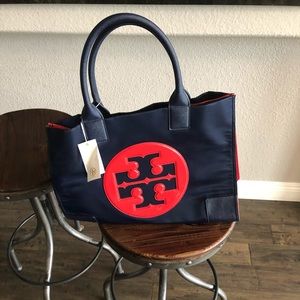 Blue and red Tory Burch tote
